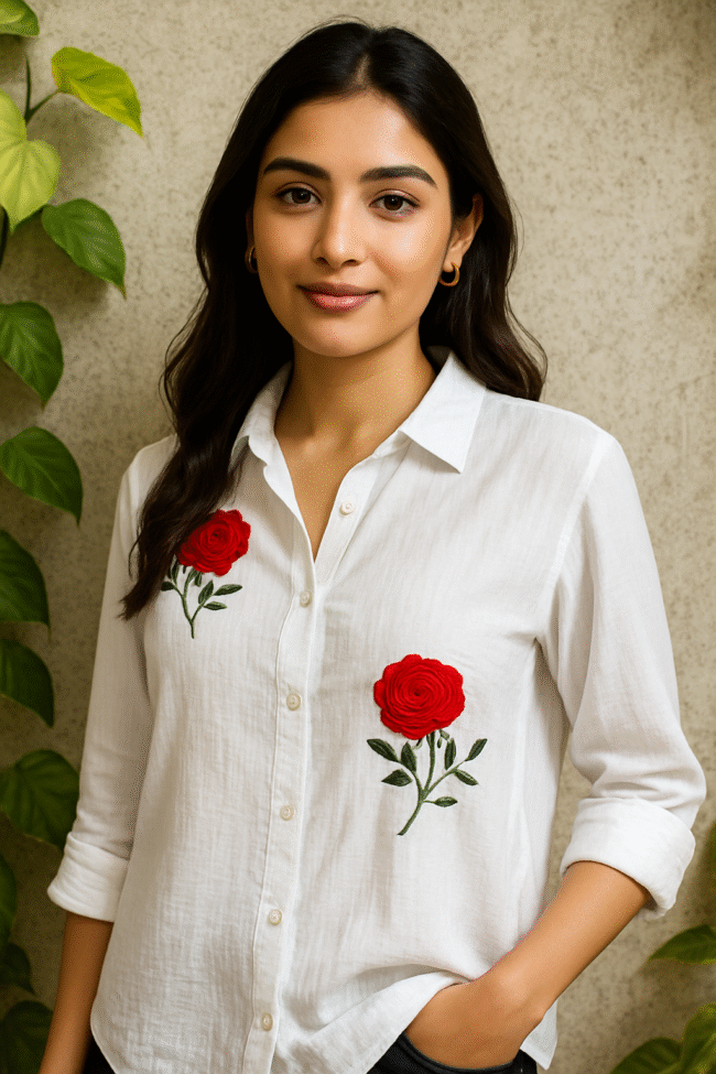 🌹 ROSE EMBROIDERED SHIRT - Image 3
