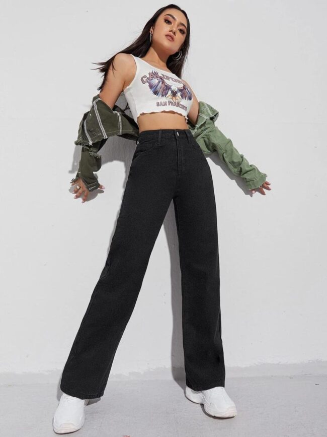 BLACK HIGH WAIST WIDE LEG JEANS 🖤 - Image 5