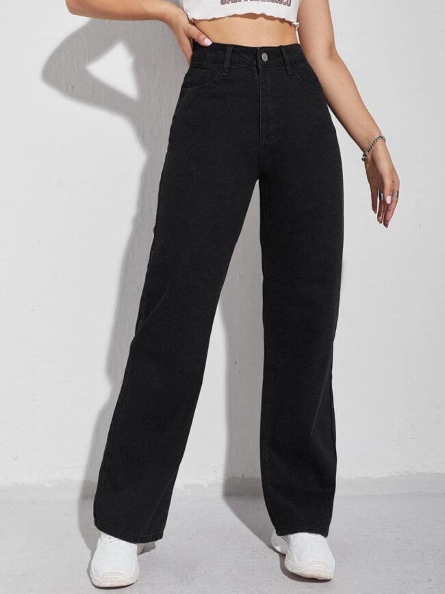 BLACK HIGH WAIST WIDE LEG JEANS 🖤