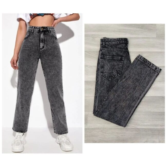 Charcoal Mom Fit Denim Jeans – Loose Fit | High Waist - Image 3