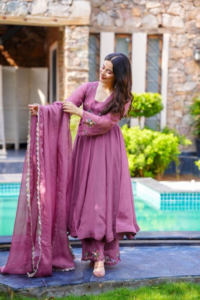 ✨ NSR-863 – Designer Partywear Top-Plazzo-Dupatta Set 👗 - Image 5