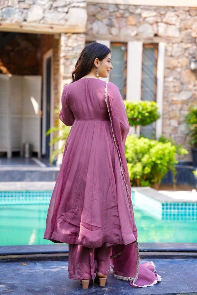 ✨ NSR-863 – Designer Partywear Top-Plazzo-Dupatta Set 👗 - Image 2