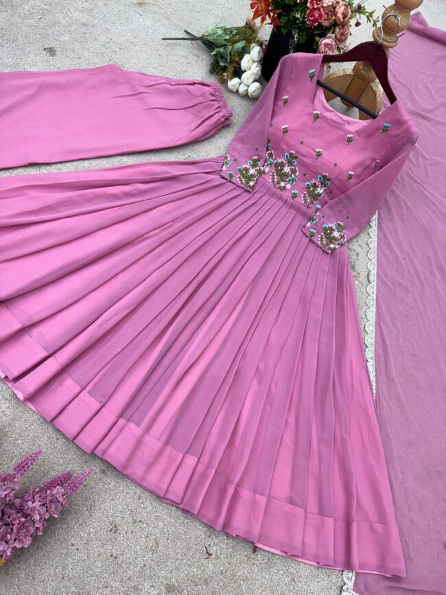 ✨ NSR-863 – Designer Partywear Top-Plazzo-Dupatta Set 👗 - Image 8