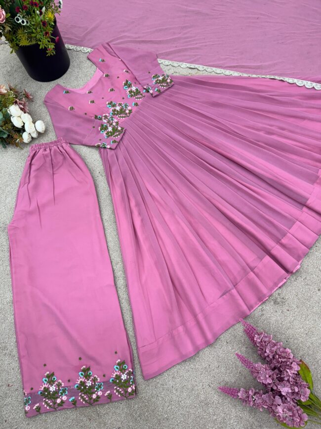 ✨ NSR-863 – Designer Partywear Top-Plazzo-Dupatta Set 👗 - Image 7