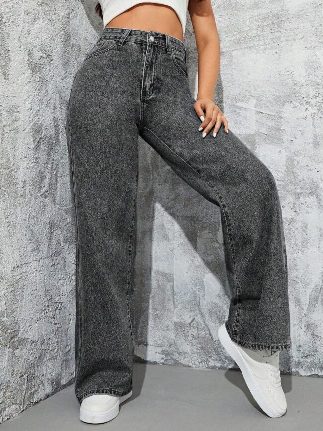 WIDE-LEG COMFORT DENIM PANTS - Image 4