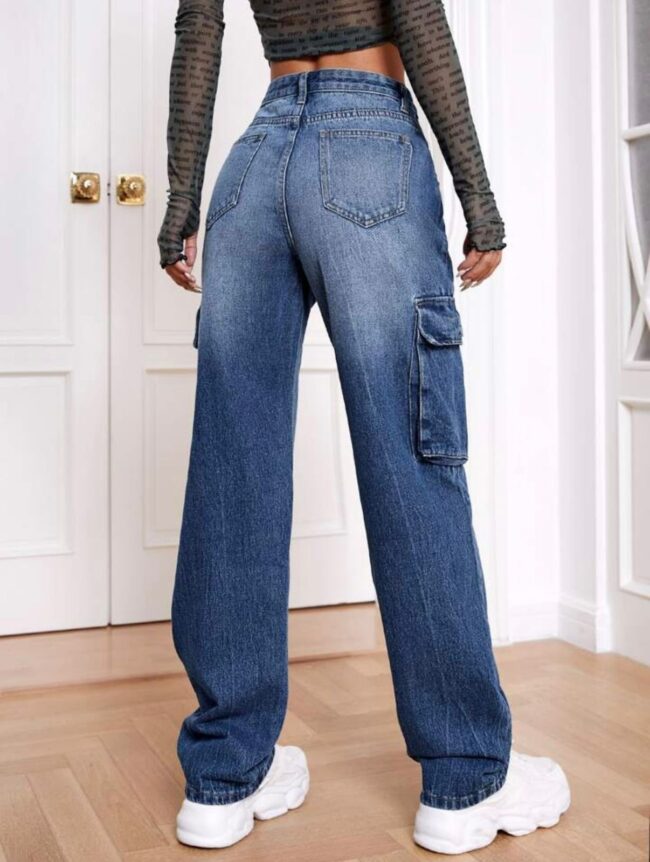 💞 Six Pocket Zipper High-Waist Wide-Leg Jeans 💕 - Image 3