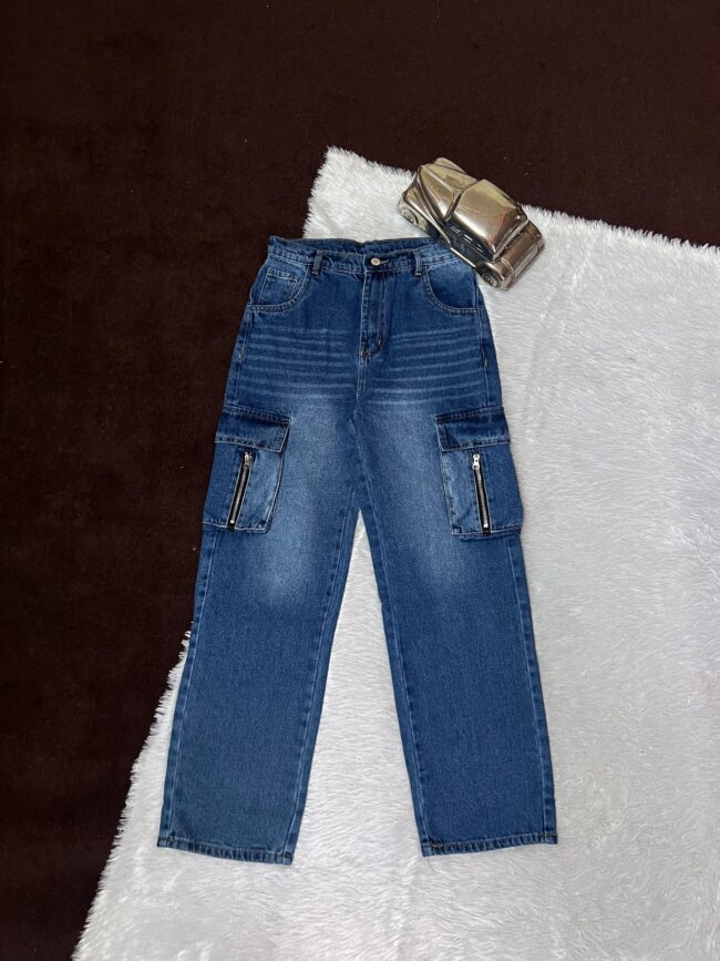 💞 Six Pocket Zipper High-Waist Wide-Leg Jeans 💕 - Image 6