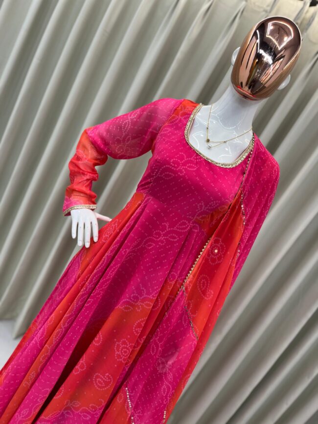Comfortable Faux Georgette Gown Set with Stitched Pant & Elegant Dupatta ✨ - Image 3