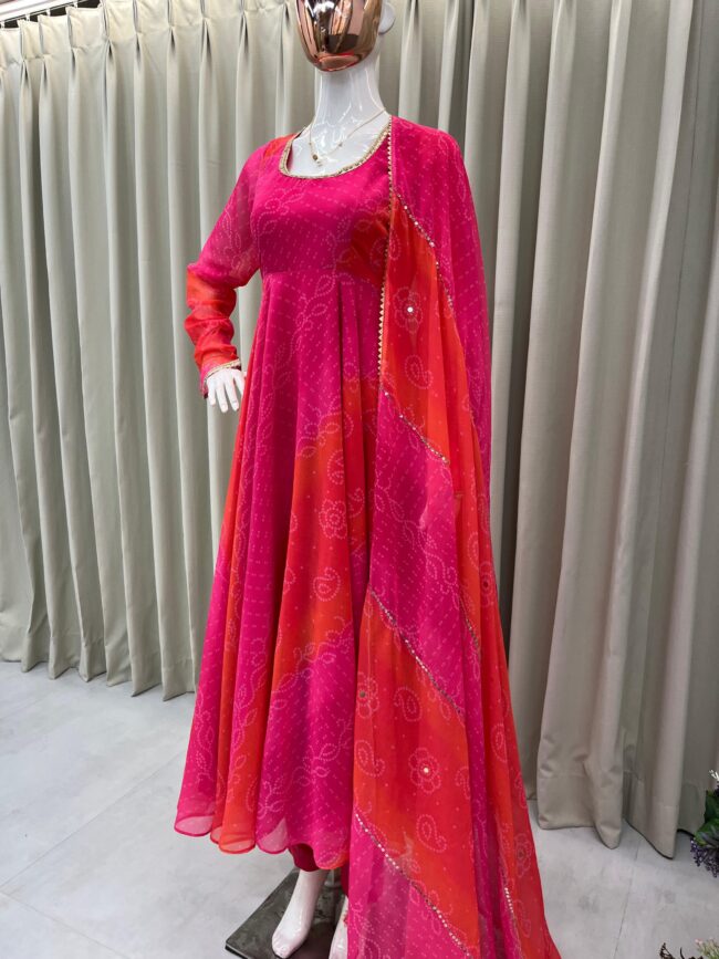 Comfortable Faux Georgette Gown Set with Stitched Pant & Elegant Dupatta ✨ - Image 4