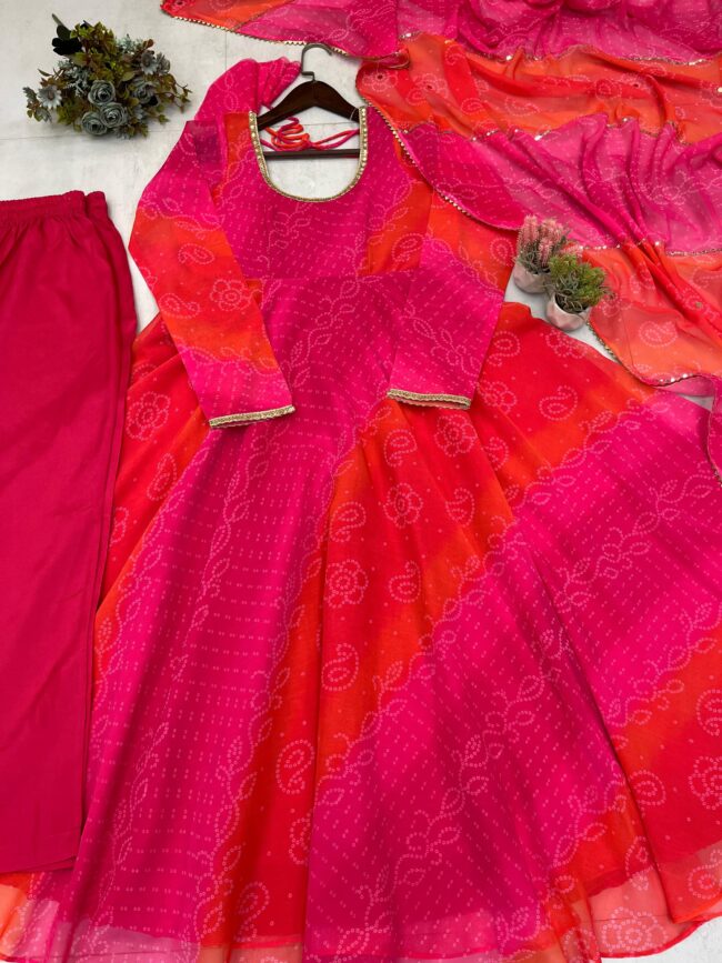 Comfortable Faux Georgette Gown Set with Stitched Pant & Elegant Dupatta ✨ - Image 6